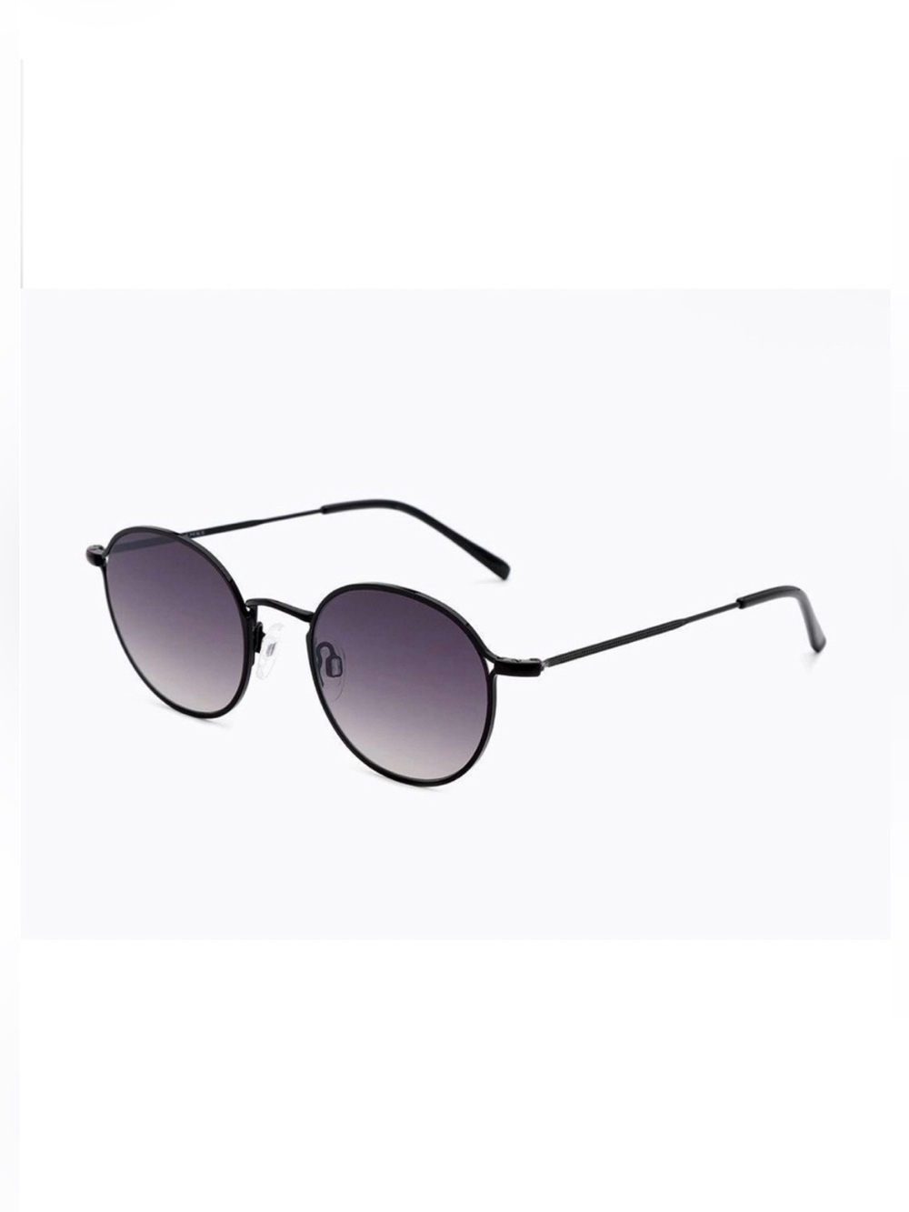 Carolina Lemke Round Black Metal Sunglasses with Gradient Smoke Lenses